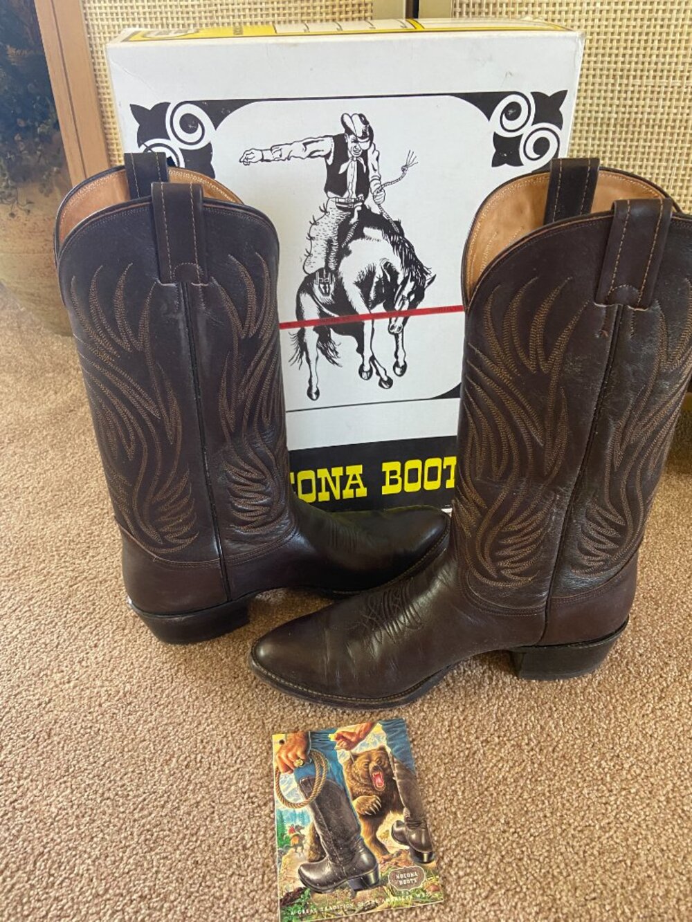 Vintage Nocona Cowboy Western BROWN Boots WITH BOX SZ 10.5 B